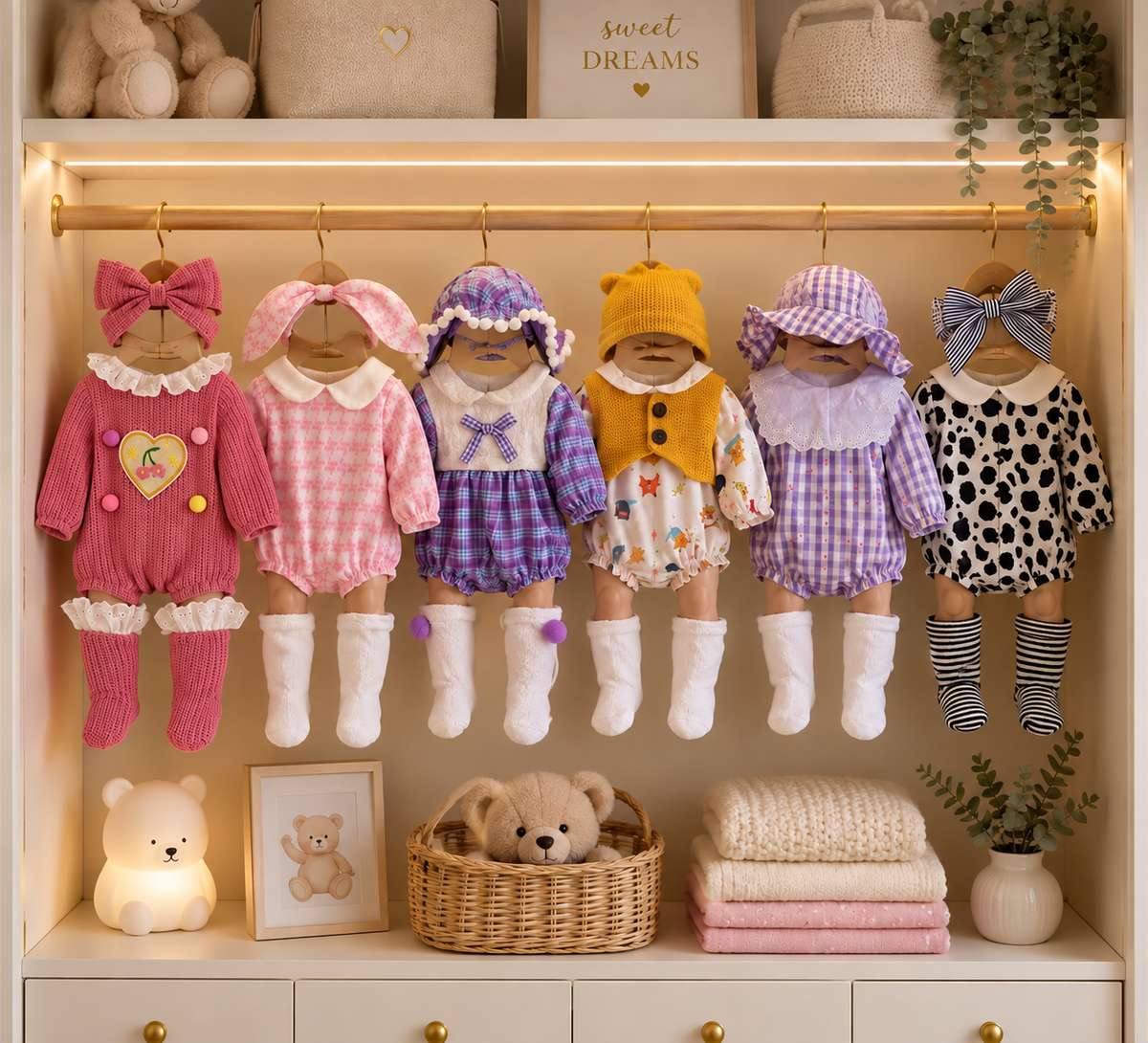 33cm Reborn Doll Outfit – 3-Piece Set in Various Styles