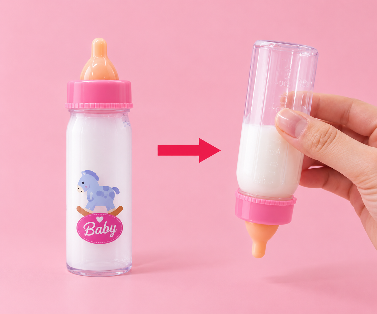 Magic Baby Bottle Toy Set, Doll Accessories, Simulated Juice/Milk Bottle Toy, Feeding Accessories