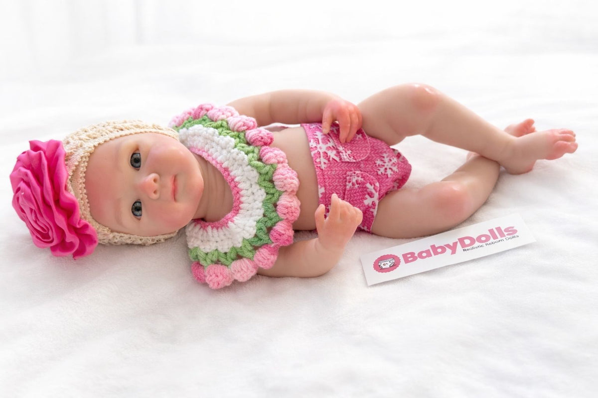 33cm Full Body Silicone Reborn Doll – Realistic Baby Doll – Girl (Tilly)